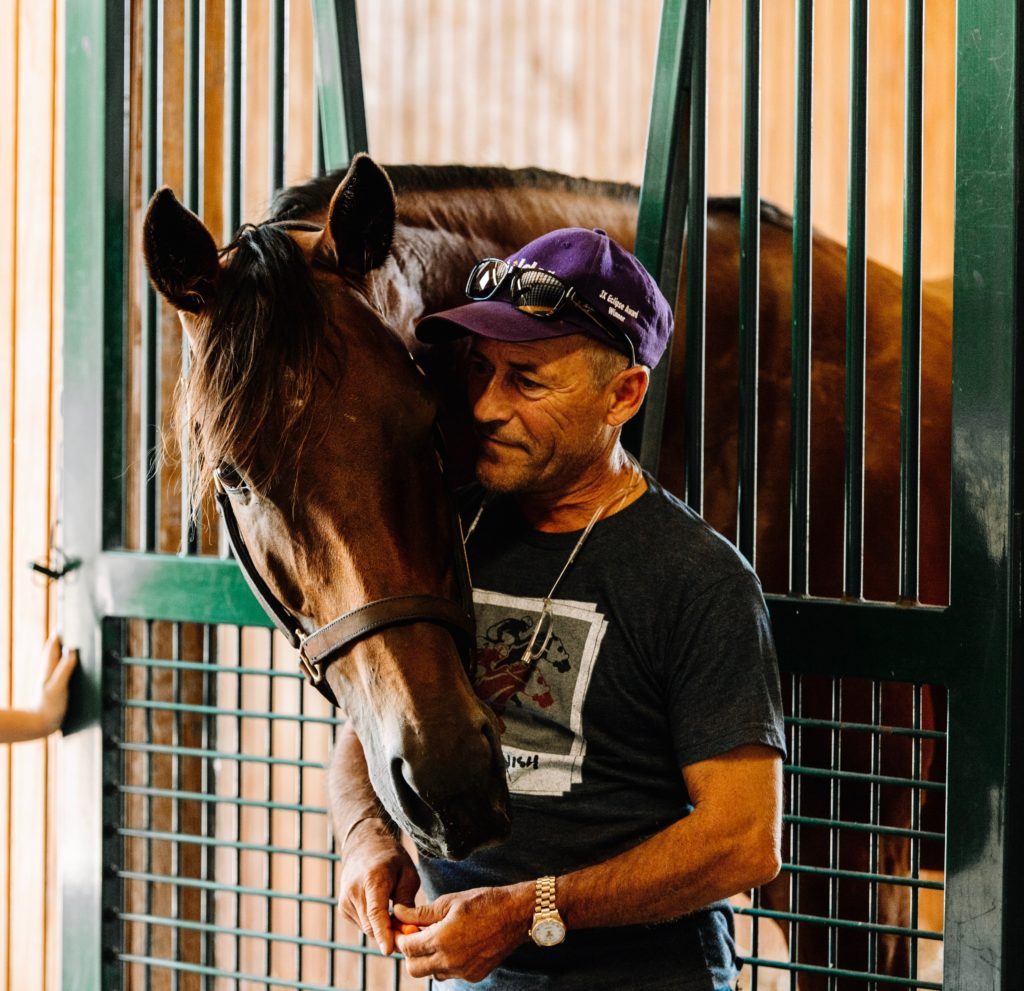 Gary Stevens and Beholder at Spendthrift Farm in 2019 | Photo by Autry Graham